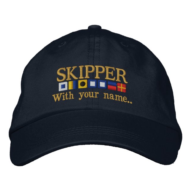 Personalised Custom Your Skipper Nautical Flags Embroidered Hat (Front)