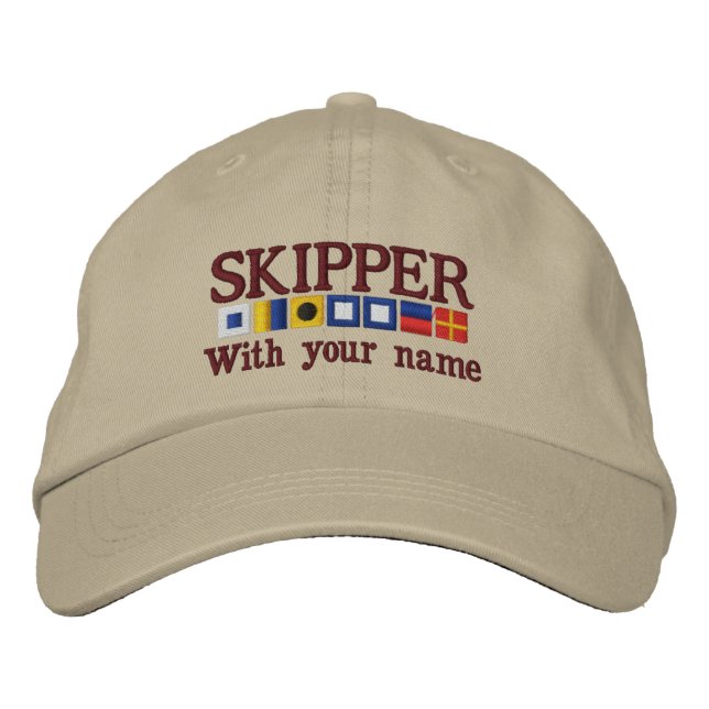 Personalised Custom Your Skipper Nautical Flags Embroidered Hat (Front)
