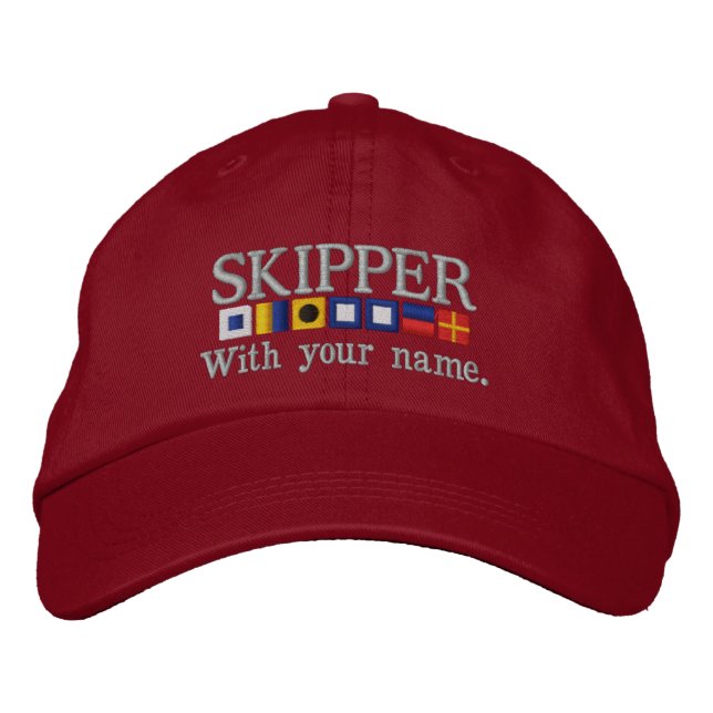 Personalised Custom Your Skipper Nautical Flags Embroidered Hat (Front)