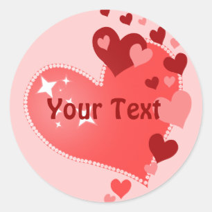 Personalised Customisable Hearts Classic Round Sticker