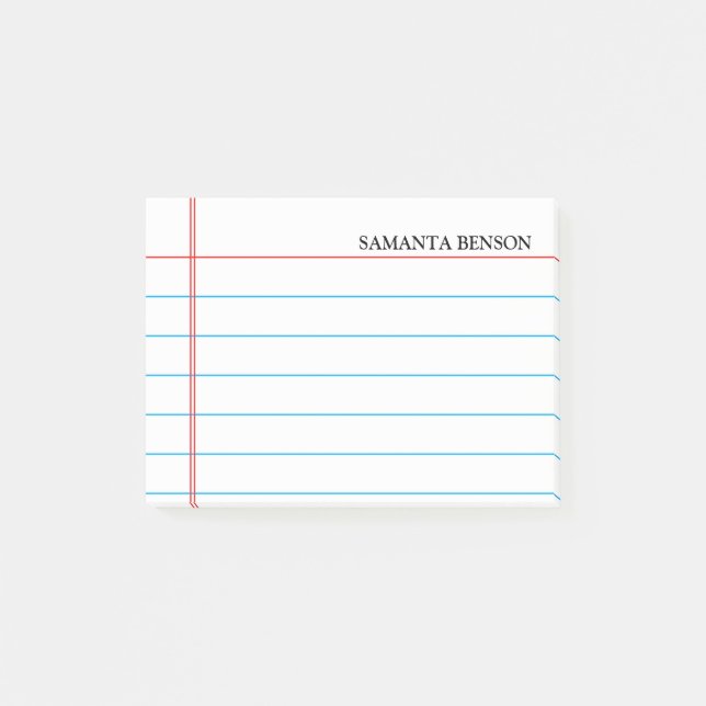 Personalised Customisable Lined Notebook Paper Post-it Notes (Front)