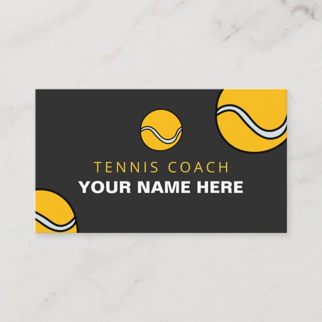 Personalised Customisable Tennis Coach Balls Sport Business Card (Front)