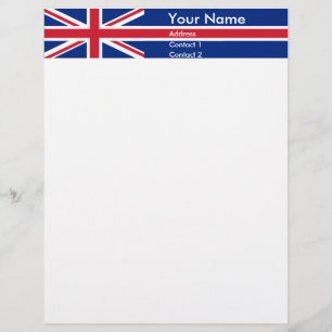 Personalised customisable United Kingdom Flag Letterhead Template