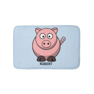 Personalised customised Animal Pig Blue Bath Mat