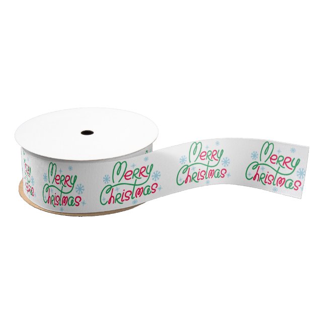 Personalised Customised Merry Christmas Grosgrain  Grosgrain Ribbon (Spool)
