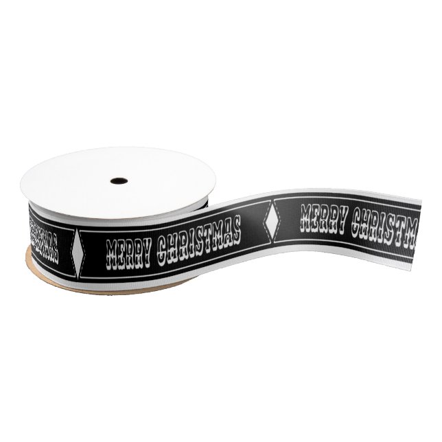 Personalised Customised Merry Christmas Grosgrain Ribbon (Spool)