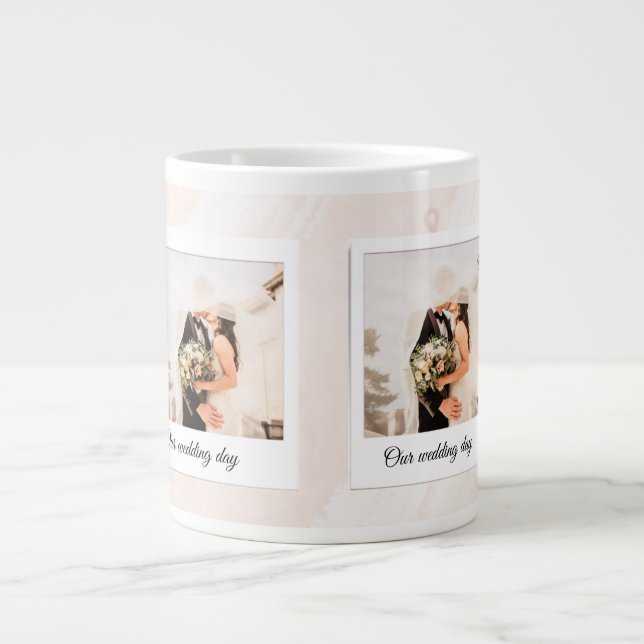 Personalised Customised Wedding Photo  Large Coffee Mug (Front)