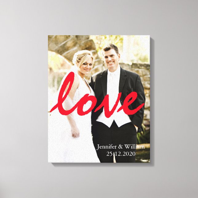 Personalised Customised Wedding Photo LOVE Writing Canvas Print (Front)