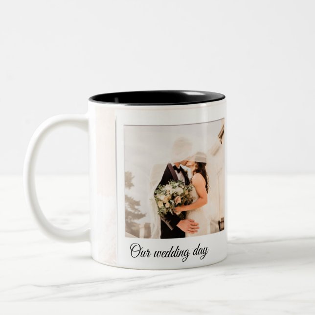 Personalised Customised Wedding Photo  Two-Tone Coffee Mug (Left)