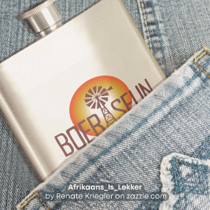 Personalised / Custum BOERSEUN Windpomp Afrikaans Hip Flask