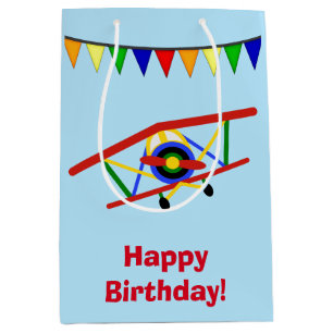 Personalised Cute Aeroplane Medium Gift Bag