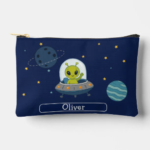 Personalised Cute Alien UFO Space Kids Accessory Pouch