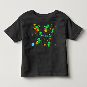 Personalised Cute Aliens in Space Toddler T-Shirt