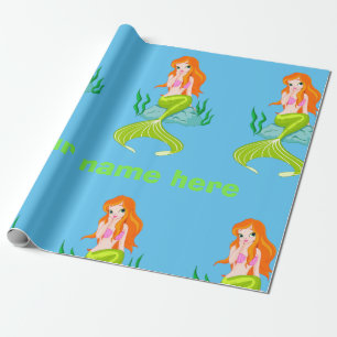 Personalised Cute and Charming Mermaid Girl Wrapping Paper