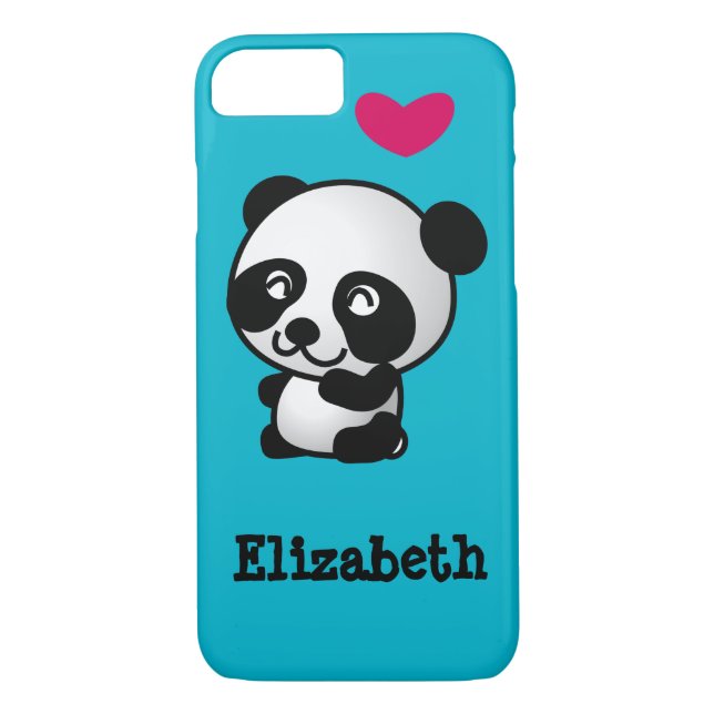 Personalised cute and happy panda bear with heart. Case-Mate iPhone case (Back)