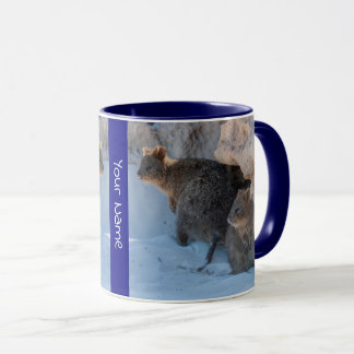 Personalised Cute and Happy Quokkas on the Beach Mug