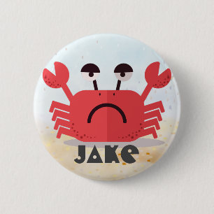 Personalised Cute and Simple Crabby Crab 6 Cm Round Badge