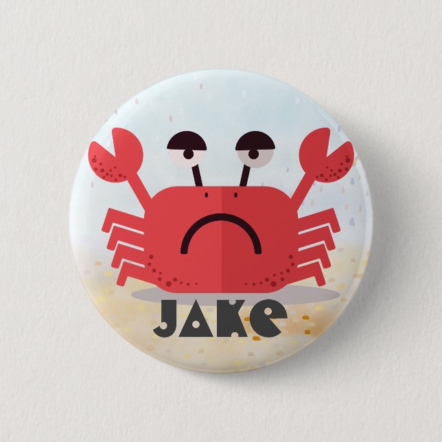 Personalised Cute and Simple Crabby Crab 6 Cm Round Badge (Front)