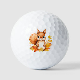 Personalised Cute Animal Squirrel Autumn Leaves  Golf Balls