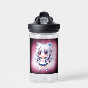 Personalised Cute Anime Girl Cat Ears Headband Water Bottle