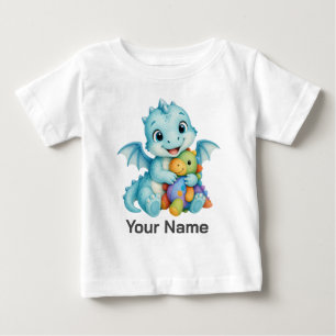 Personalised Cute Aqua Baby Dragon Dinosaur Toy T-Shirt
