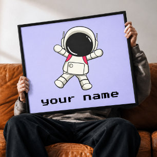 Personalised Cute Astronaut Canvas Wall Art