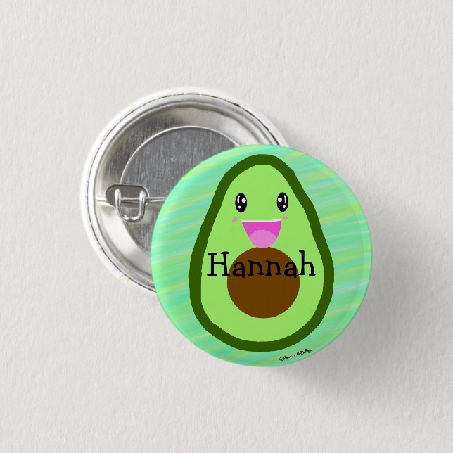 Personalised Cute Avocado Guacamole Lover 3 Cm Round Badge (Front & Back)