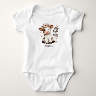 Personalised Cute Baby Animal Holy Cow One-Piece Bodysuit