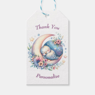 Personalised Cute Baby Bird Sleeping on Moon Gift Tags