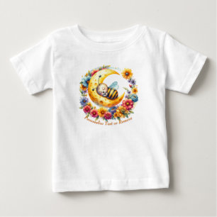 Personalised Cute Baby Bumble Bee Sleeping on Moon T-Shirt