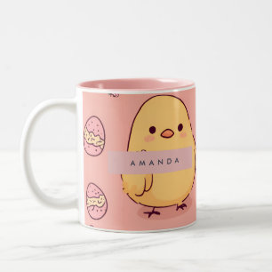 Personalised Cute Baby Chicks Pattern Two-Tone Coffee Mug