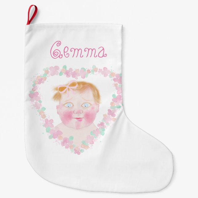 Personalised cute baby Christmas Stocking (Front)