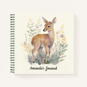 Personalised Cute Baby Deer in Nature Notebook
