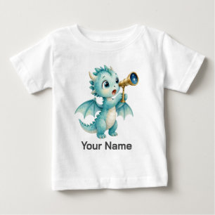 Personalised Cute Baby Dragon with Telescope T-Shirt