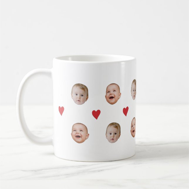 Personalised Cute Baby Face 2 Photos Mug (Left)