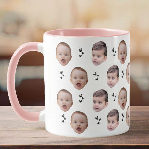 Personalised Cute Baby Face 2 Photos Mug