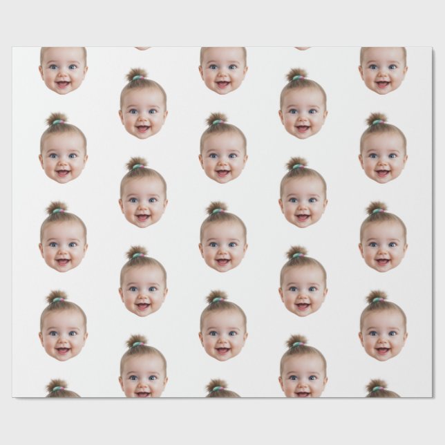 Personalised Cute Baby Face Photo Mum Dad birthday Wrapping Paper (Flat)