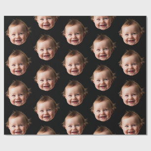 Personalised Cute Baby Face Photo Mum Dad birthday Wrapping Paper