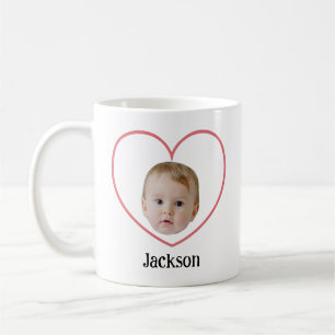 Personalised Cute Baby Face With Heart Line Coffee Mug