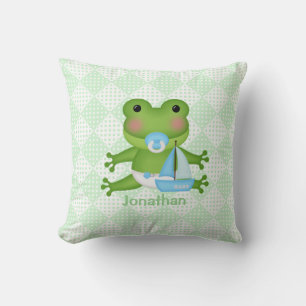 Personalised Cute Baby Frog Throw Pillow