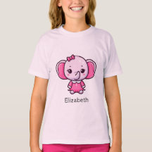 Personalised | Cute Baby Pink Elephant T-Shirt