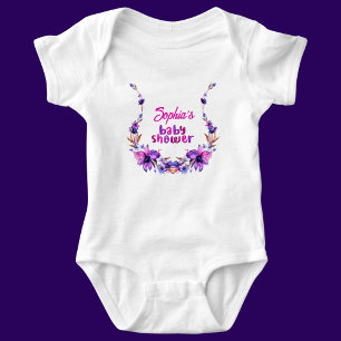 Personalised Cute Baby Shower Floral Pattern Bodysuit