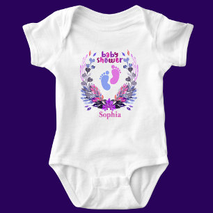 Personalised Cute Baby Shower Floral Pattern Bodysuit