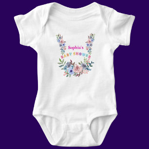Personalised Cute Baby Shower Floral Pattern Bodysuit