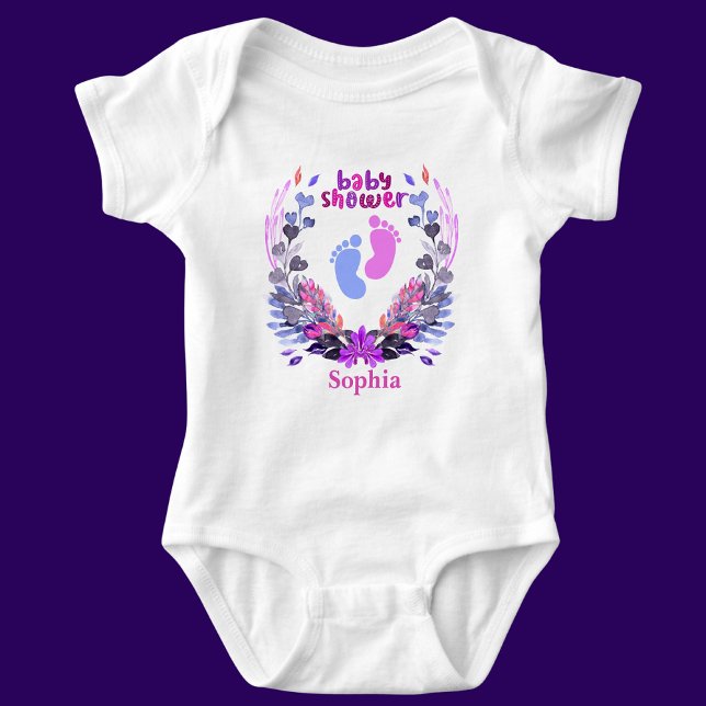 Personalised Cute Baby Shower Floral Pattern Bodysuit (Creator Uploaded)