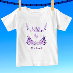 Personalised Cute Baby Shower Floral Pattern T-Shirt