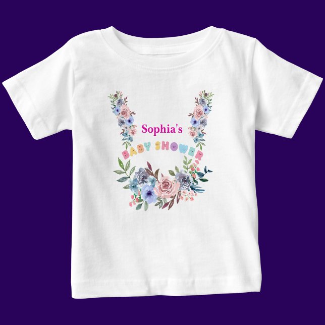 Personalised Cute Baby Shower Floral Pattern T-Shirt (Creator Uploaded)
