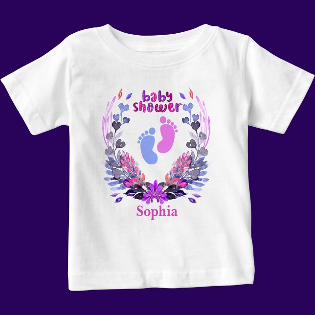 Personalised Cute Baby Shower Floral Pattern T-Shirt (Creator Uploaded)