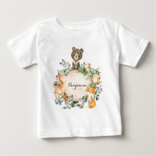 Personalised Cute Baby Woodland Forest Animals T-Shirt