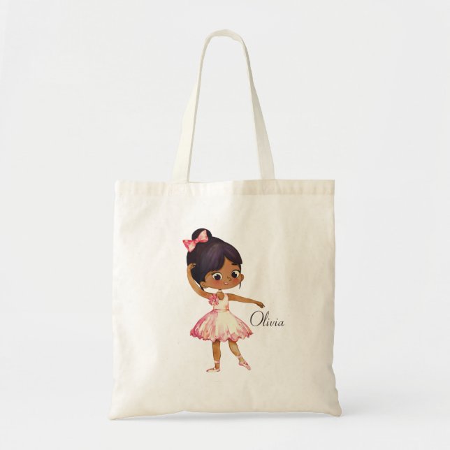 Personalised Cute Ballet Dancer Tote Bag (Front)